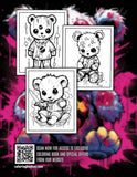 Horror Teddy Bear 30 Pages Printable Coloring Book