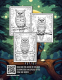 Night Owl 30 Pages Printable Coloring Book