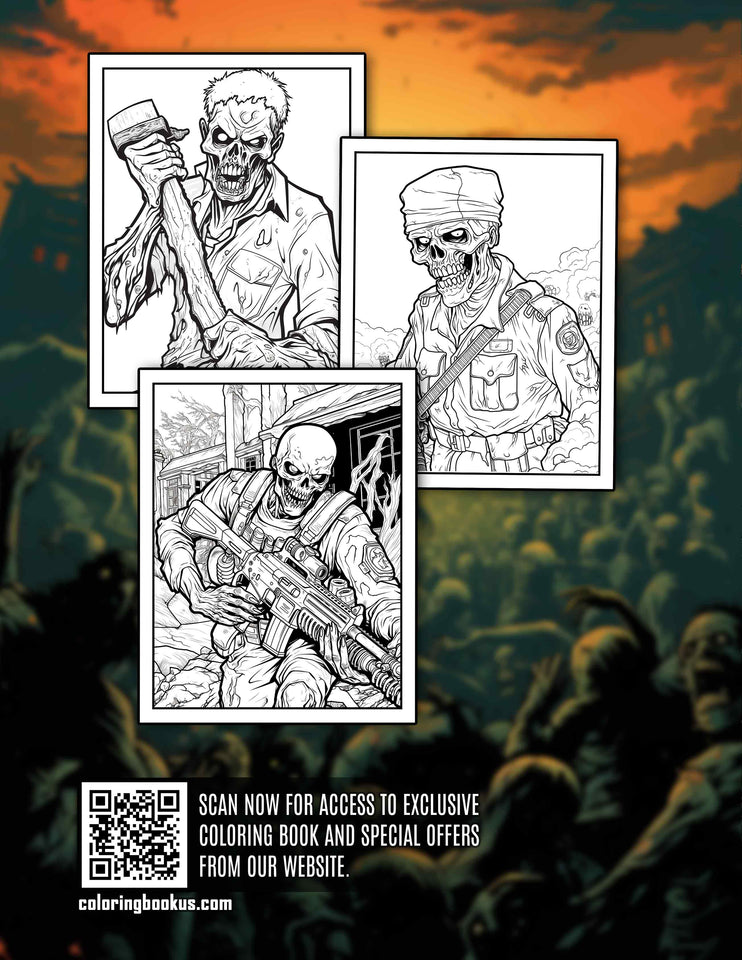 Zombie Apocalypse 30 Pages Printable Coloring Book