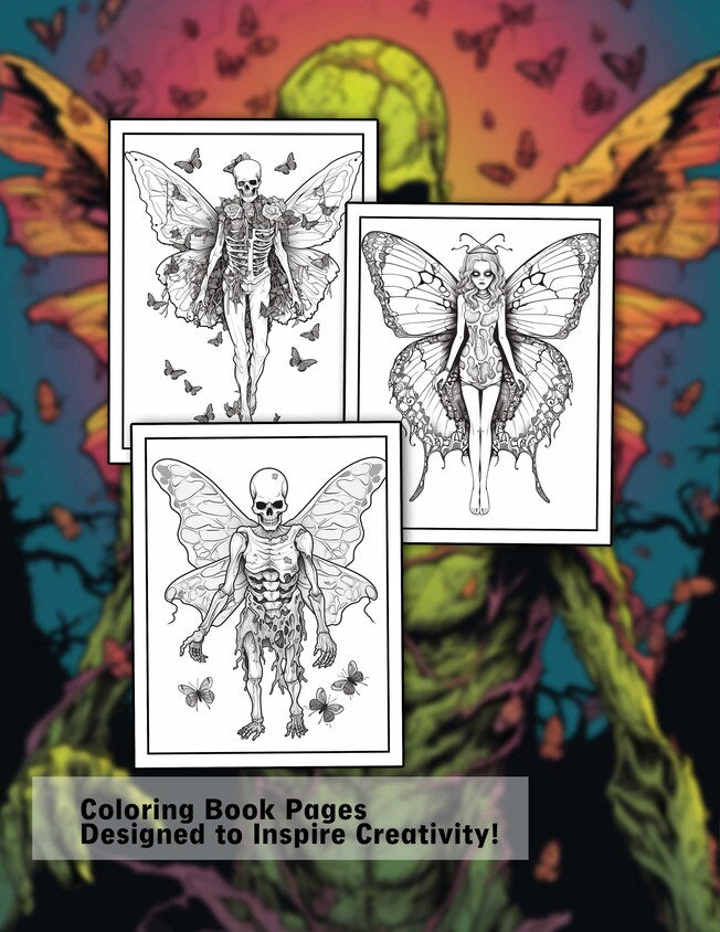 Zombie Fairy 30 Pages Printable Coloring Book