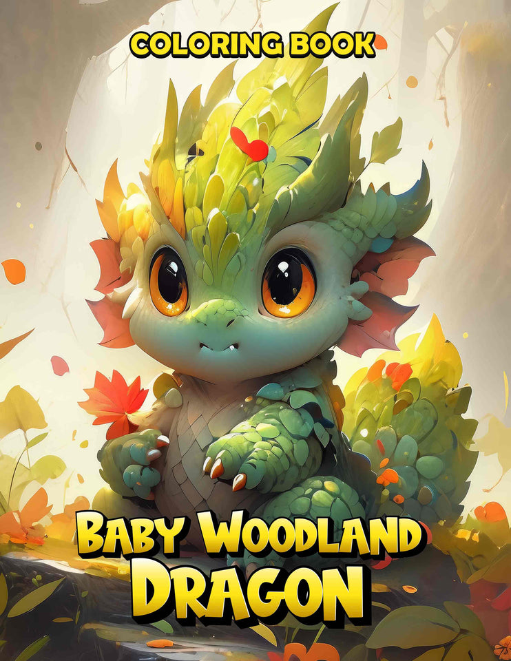 Baby Woodland Dragon 30 Pages Printable Coloring Book