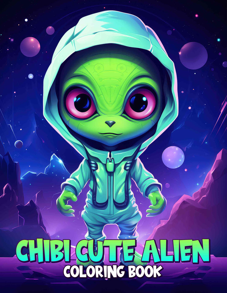 Chibi Cute Alien 30 Pages Printable Coloring Book