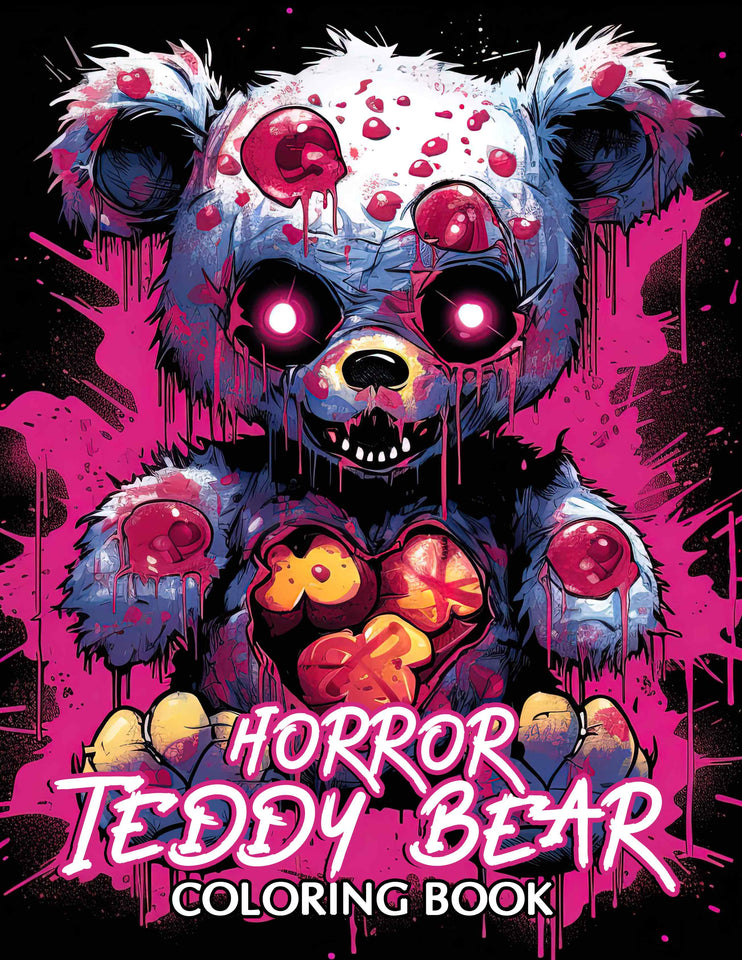 Horror Teddy Bear 30 Pages Printable Coloring Book