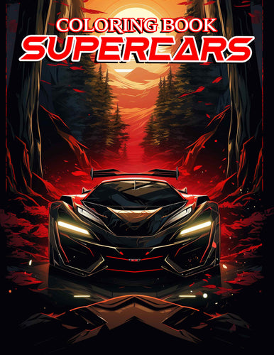 Supercars 30 Pages Printable Coloring Book