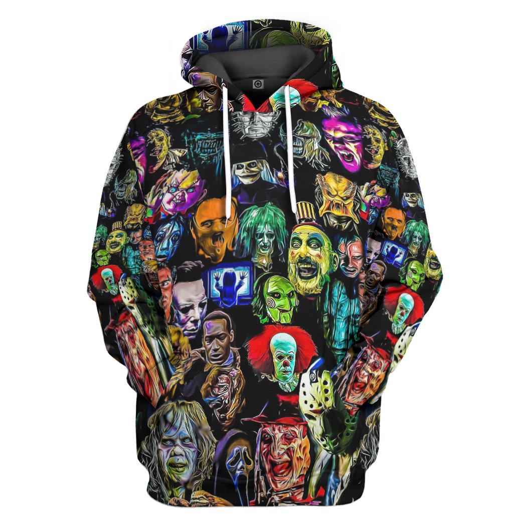 3D Horror Collection Characters All Over Print Unisex Hoodie