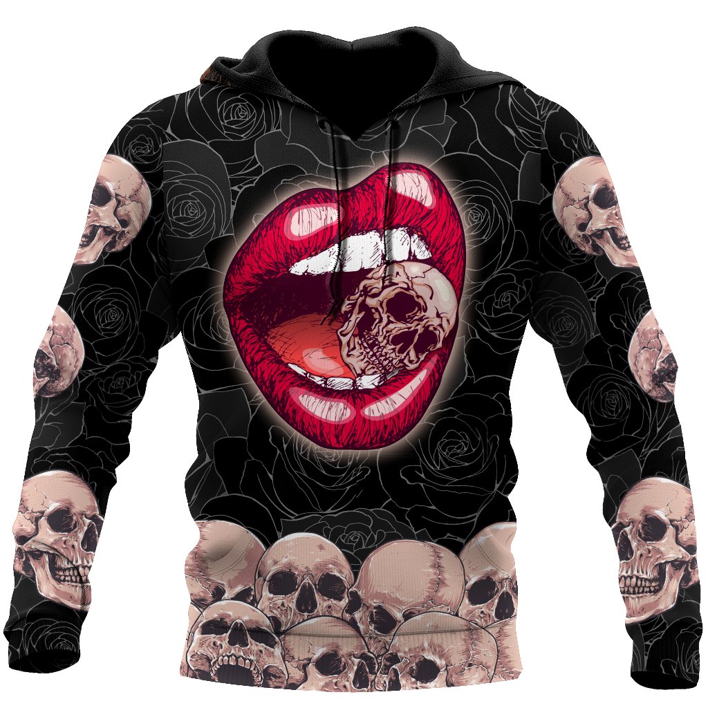 Unisex Hoodie All Over Print Skull Gifts Sexy Lip Love Skull all over Unisex Hoodie