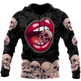 Unisex Hoodie All Over Print Skull Gifts Sexy Lip Love Skull all over Unisex Hoodie