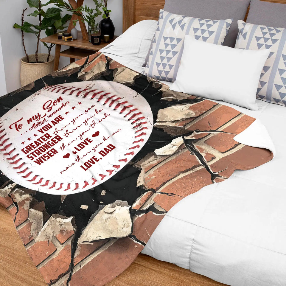 Personalized Son Baseball Blanket From Dad – Inspirational Sports Gift