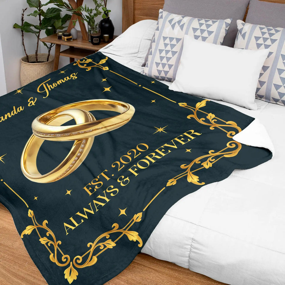 Personalized Couple Blanket – Custom Names & Anniversary Year Gift