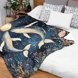 Personalized Whale Couple Blanket – Custom Names Moonlit Ocean Gift