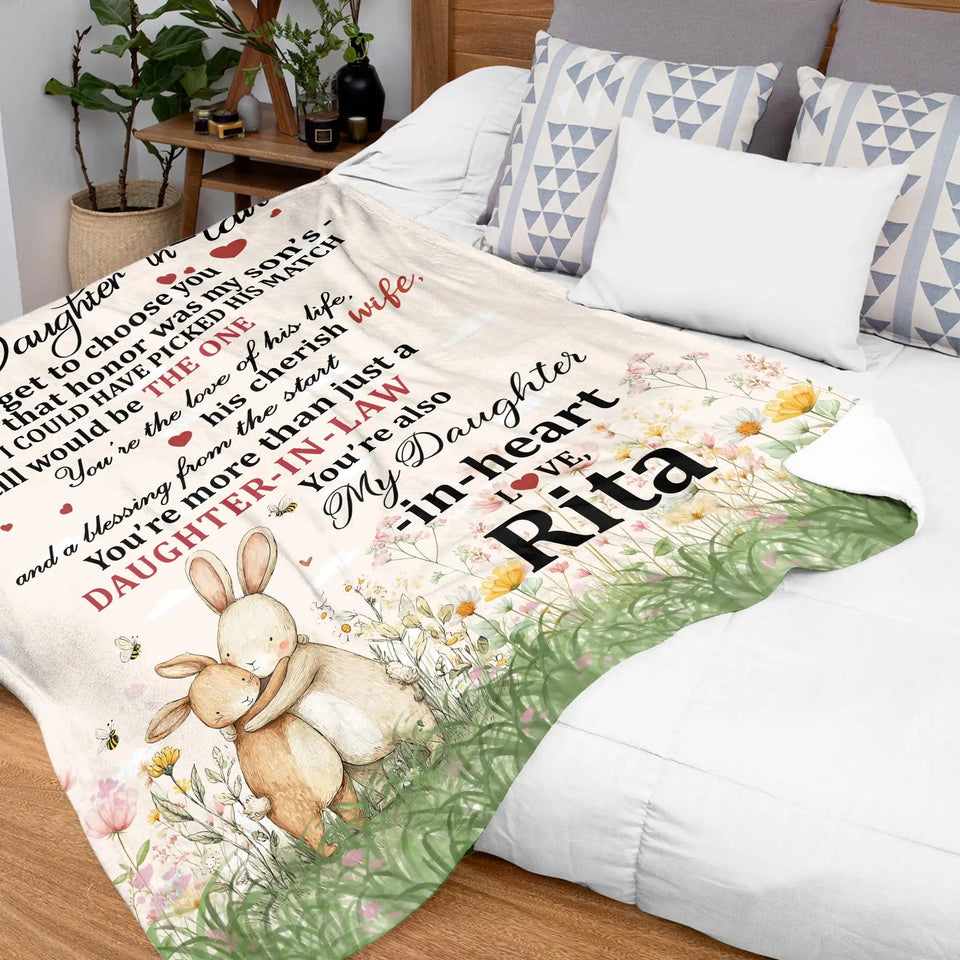 Personalized Daughter-in-Law Blanket, Custom Name Gift from Mother-in-Law