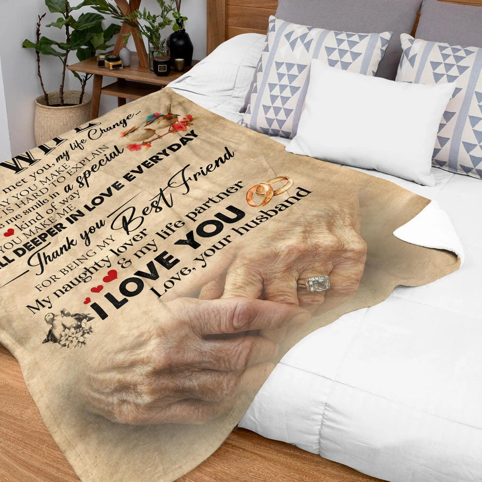 Personalized Wife Blanket From Husband – Vintage Love Anniversary Gift
