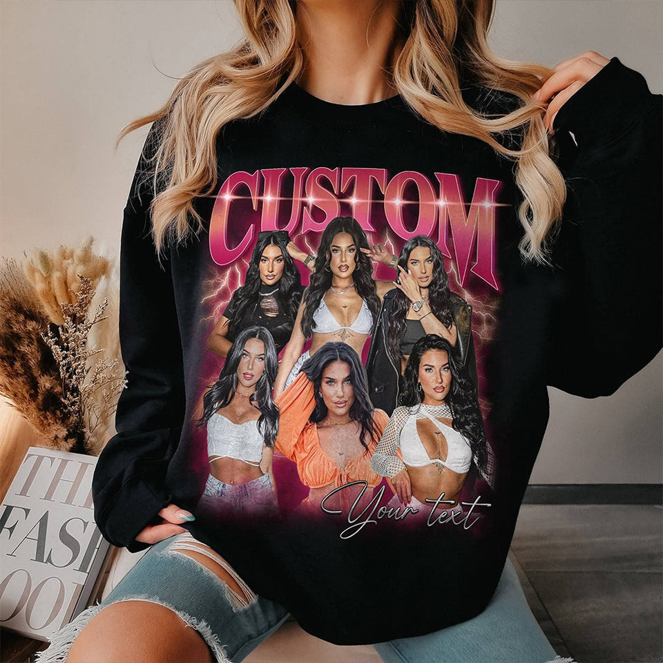 Custom Vintage Photo T-Shirt, Personalized Unisex Tshirt Gift for Girlfriend & Boyfriend