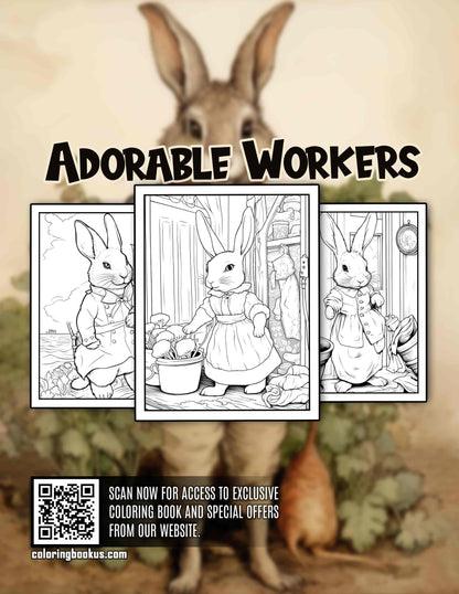 Adorable Workers 30 Pages Printable Coloring Book