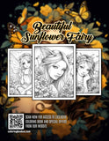 Beautiful Sunflower Fairy 30 Pages Printable Coloring Book