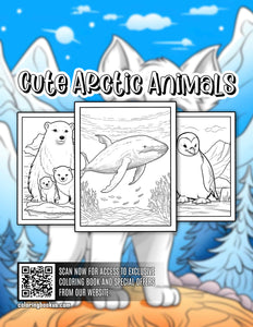 Cute Arctic Animals 30 Pages Printable Coloring Book