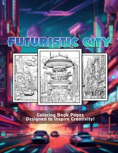 Futuristic City 30 Pages Printable Coloring Book