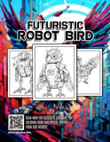 Futuristic Robot Bird 30 Pages Printable Coloring Book