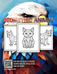 Geometric Animal 30 Pages Printable Coloring Book