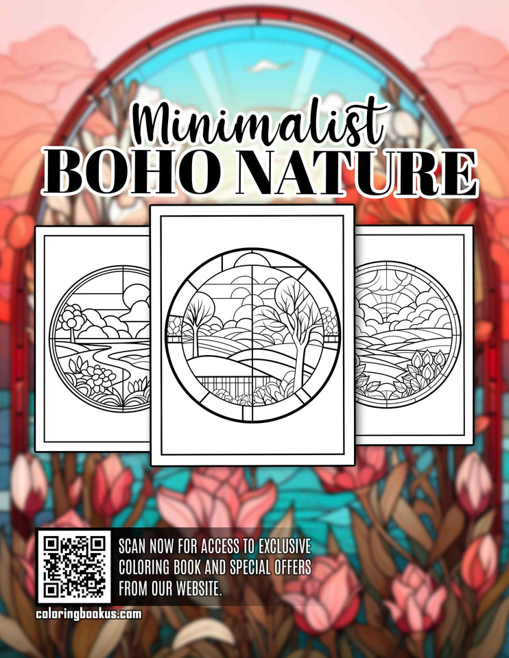 Minimalist Boho Nature 30 Pages Printable Coloring Book