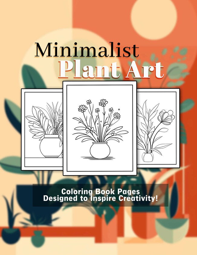 Minimalist Plant Art 30 Pages Printable Coloring Book