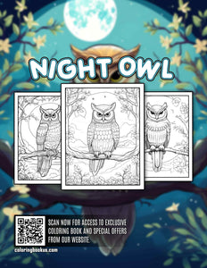 Night Owl 30 Pages Printable Coloring Book