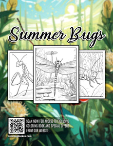 Summer Bugs 30 Pages Printable Coloring Book