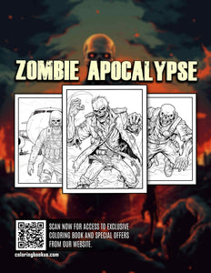 Zombie Apocalypse 30 Pages Printable Coloring Book