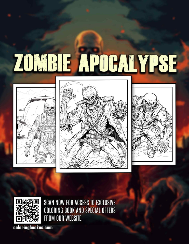 Zombie Apocalypse 30 Pages Printable Coloring Book