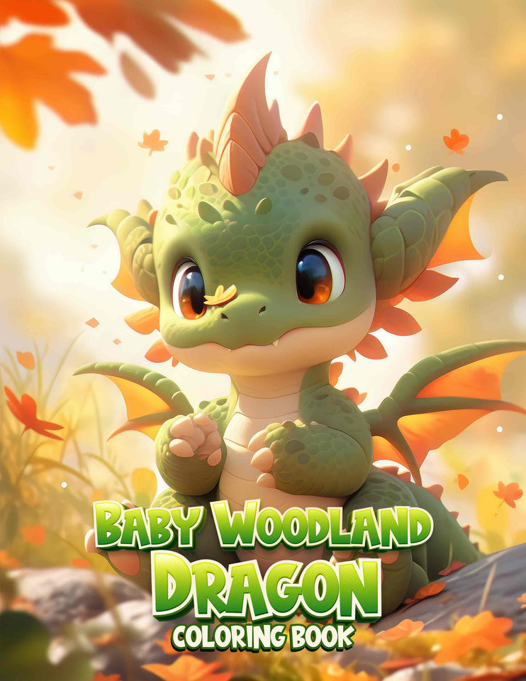 Baby Woodland Dragon 30 Pages Printable Coloring Book