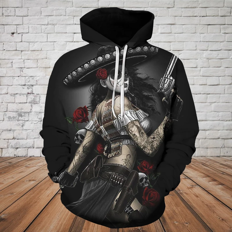 Unisex Hoodie All Over Printed Skull Gifts Rose Skull All Over Printed Unisex Hoodie