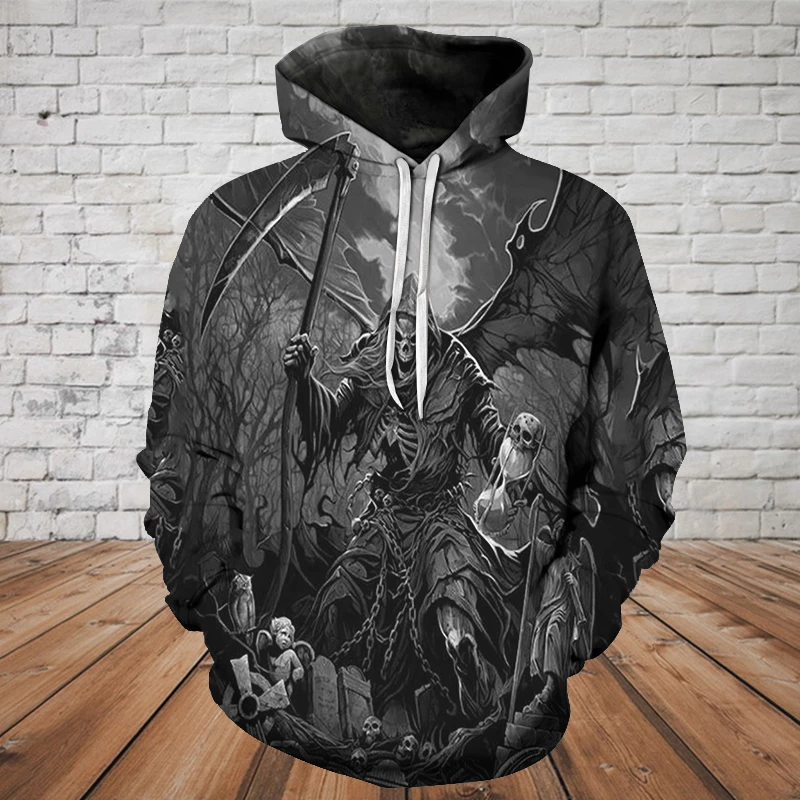 Unisex Hoodie All Over Print Skull Gifts Skull Grim Reaper Unisex Hoodie