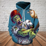 Unisex Hoodie All Over Print Skull Gifts Baseball Skull Blue Unisex Hoodie