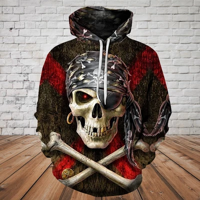 Unisex Hoodie All Over Print Skull Gifts Pirate Skull And Bones Unisex Hoodie