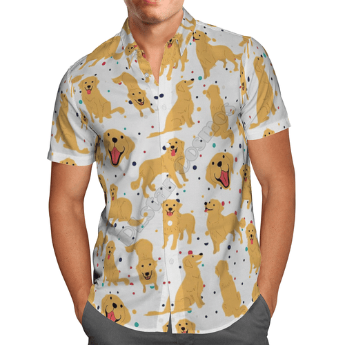 Funny Golden Retriever  White Amazing Design Unisex Hawaiian Shirt For Men And Women Dhc17064077