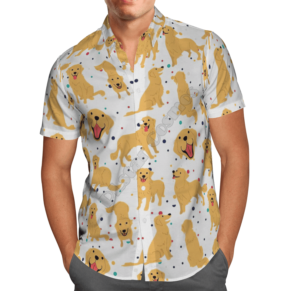 Funny Golden Retriever  White Amazing Design Unisex Hawaiian Shirt For Men And Women Dhc17064077