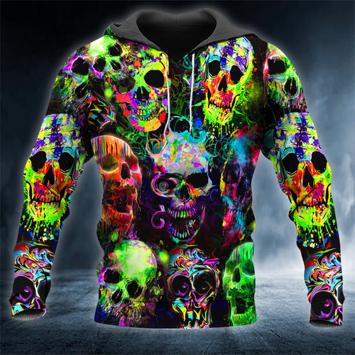 Colorful Ghost Skull 3D All Over Printed Unisex Hoodie US Size