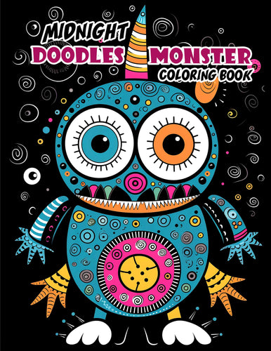 Midnight Doodles Monster 30 Pages Printable Coloring Book