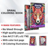 Amazing Animal Spiral Bound Coloring Book: Immerse Yourself in 30 Captivating Coloring Pages, Unveiling the Beauty and Charm of Animals in a Natural Realm