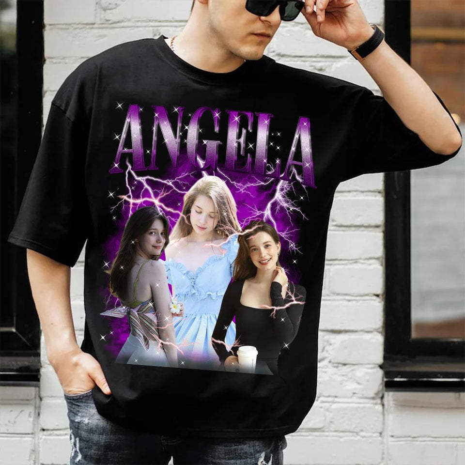 Custom Face T-Shirt for Girlfriend Boyfriend, Personalized Vintage Shirts