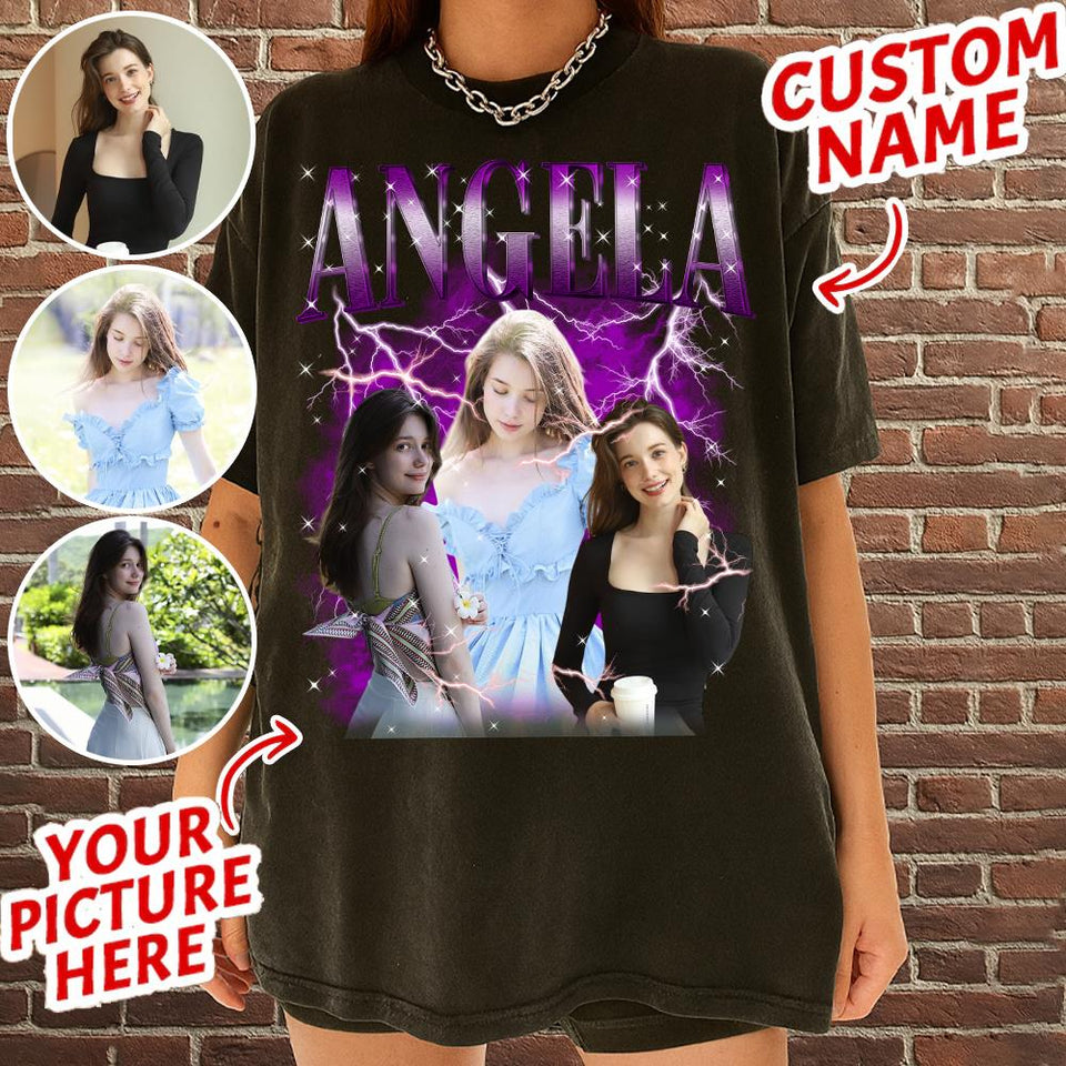 Custom Face T-Shirt for Girlfriend Boyfriend, Personalized Vintage Shirts