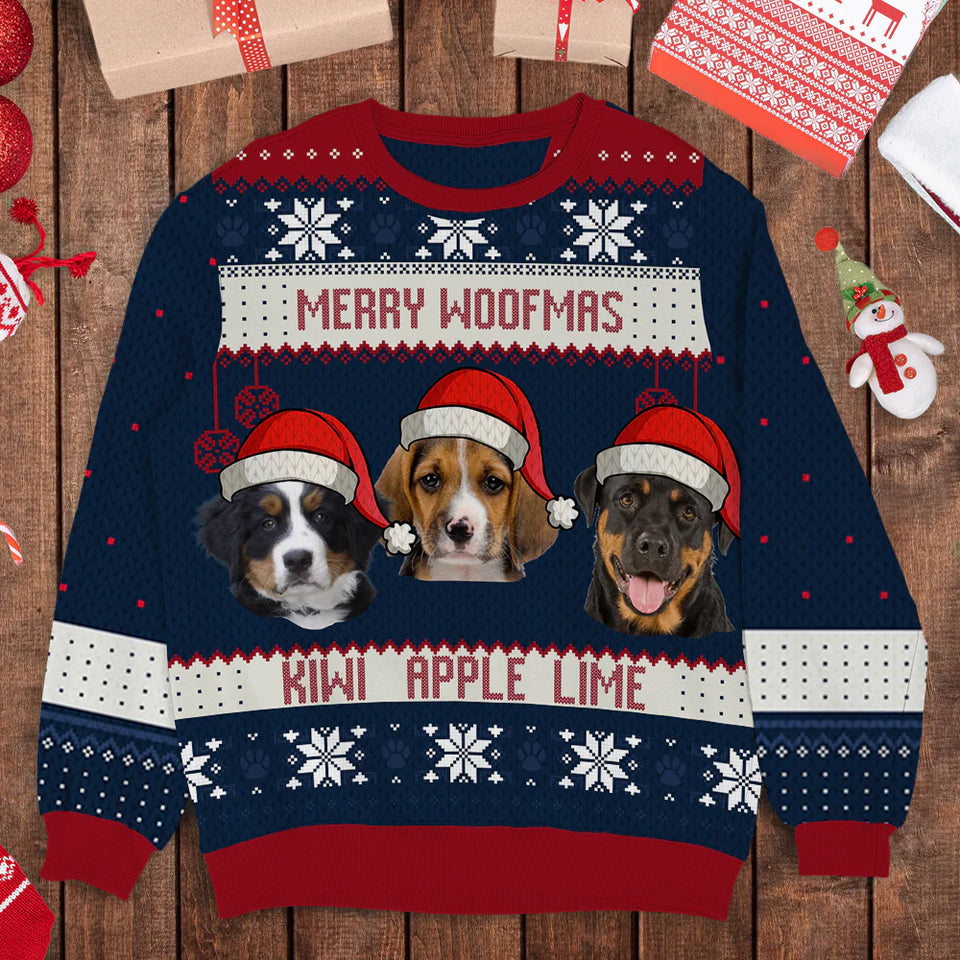 Merry Christmas Pet Photo Ugly Christmas Sweatshirt - Christmas Gift For Pet Lovers, Pet Lovers