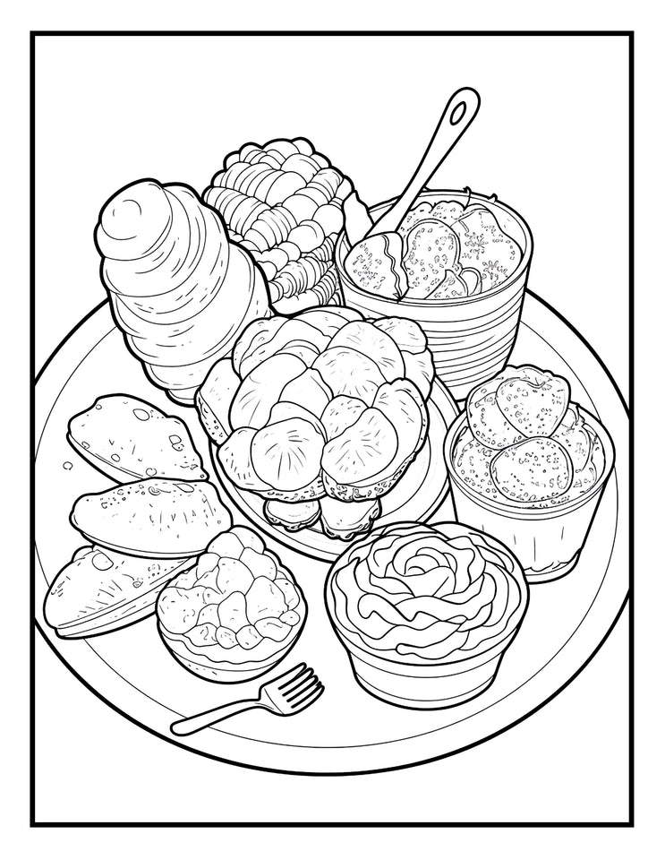 Let's Eat Together 30 Pages Printable Coloring Book