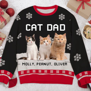 Cat Dad/Mom Winter Photo - Personalized Custom Photo Ugly Sweatshirt - Christmas Gift For Pet Lovers, Pet Lovers