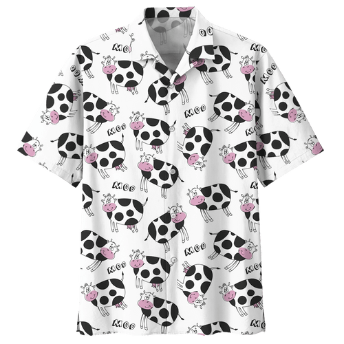 Cow  White High Quality Unisex Hawaiian Shirt For Men And Women Dhc17063759