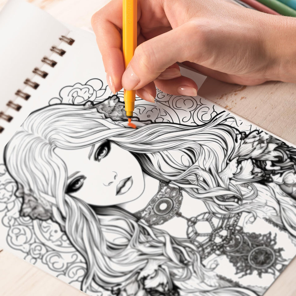 Gothic Girl Darkness Spiral Bound Coloring Book: Embrace the Intricate Details of Gothic Darkness with 30 Stunning Coloring Pages for Gothic Girl into the Realm of Mysterious Beauty