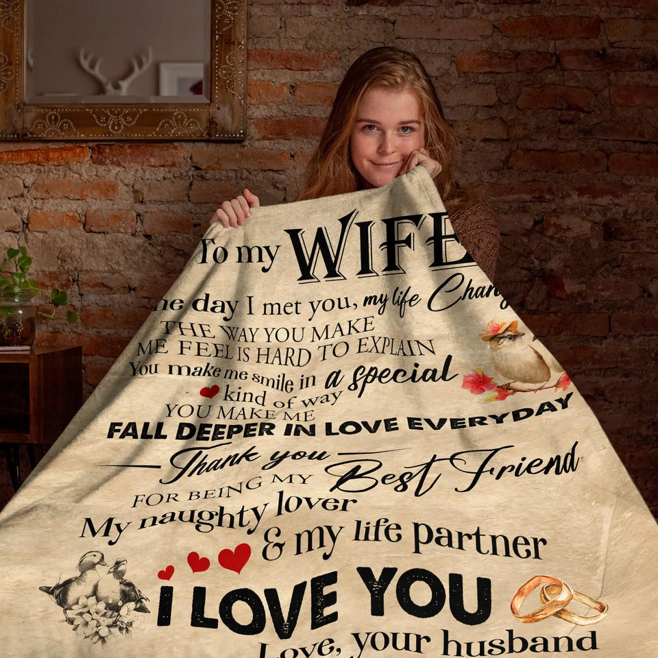Personalized Wife Blanket From Husband – Vintage Love Anniversary Gift