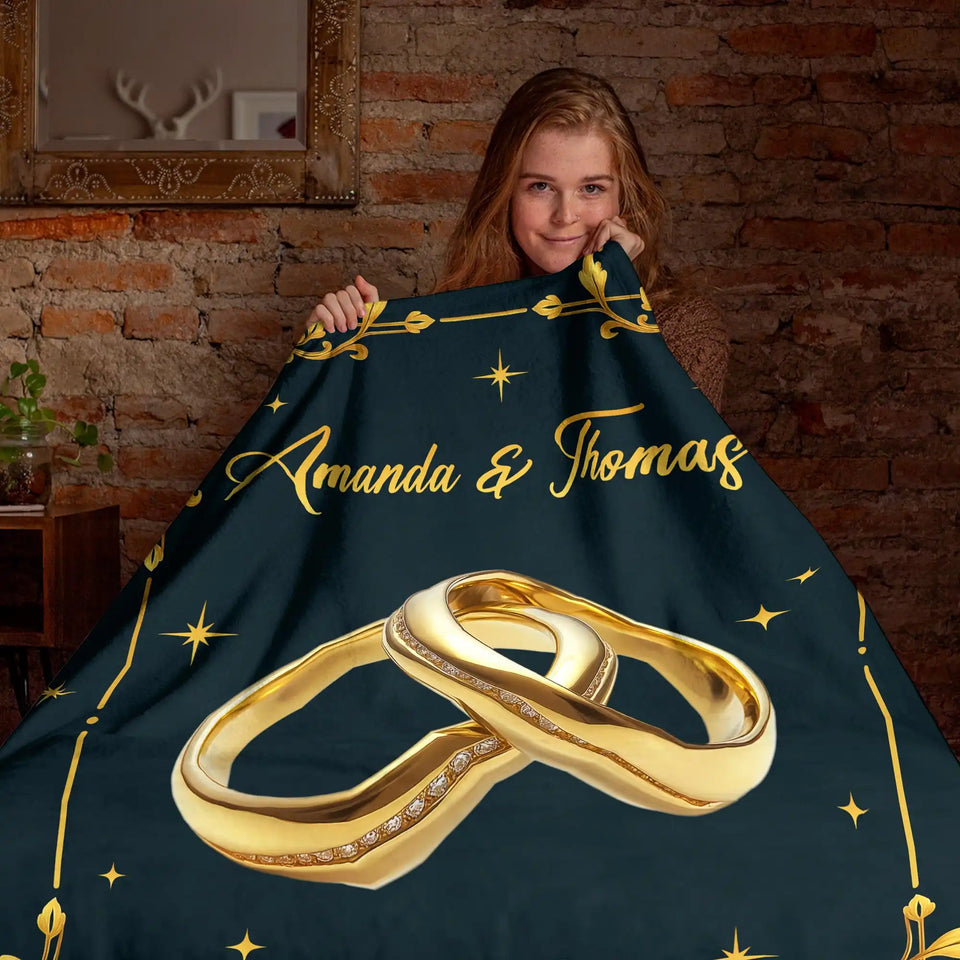 Personalized Couple Blanket – Custom Names & Anniversary Year Gift