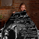 Personalized Daughter Blanket From Dad – Black Wolf Inspirational Gift