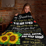 Personalized Granddaughter Blanket From Grandma – Sunflower Inspirational Gift